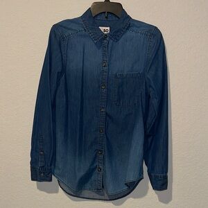 SO Women's Blue Button Down Shirt 100% Cotton